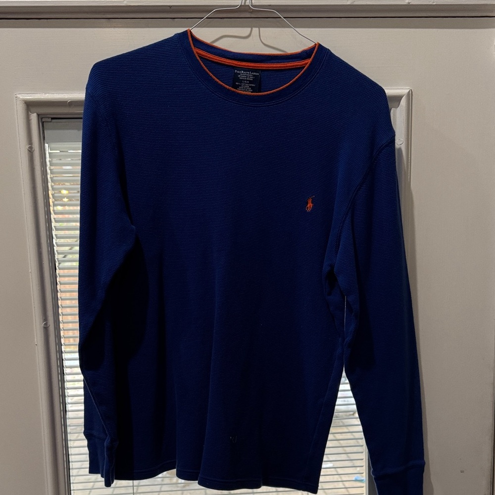 Ralph Lauren Navy Long Sleeve with Orange Accent